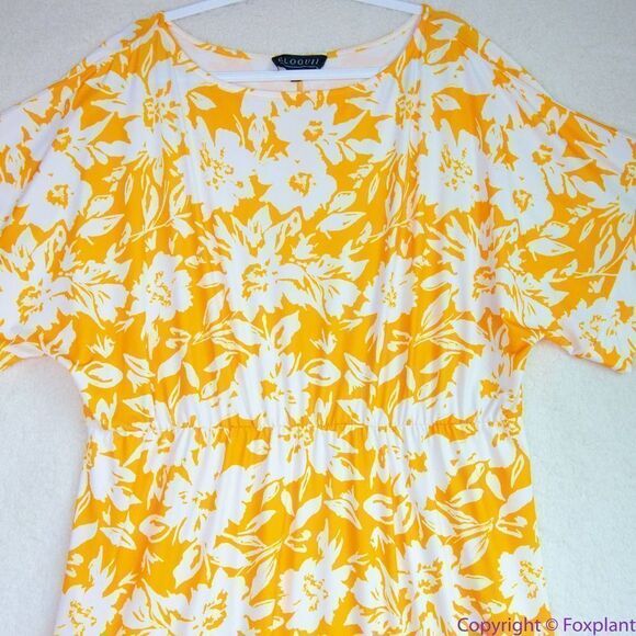 NEW Eloquii yellow floral Dolman Sleeve Maxi Dress with Slit,18 - Picture 4 of 16